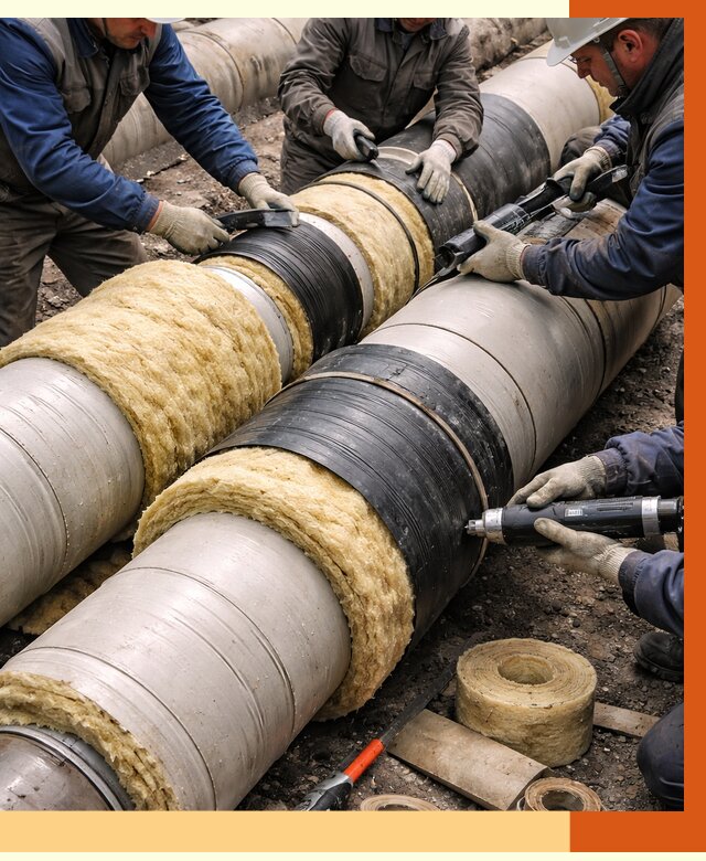 Утепление трубопровода в Нефтекамске под ключ от 1900 руб. — надежно и выгодно | ТепломастерНтк